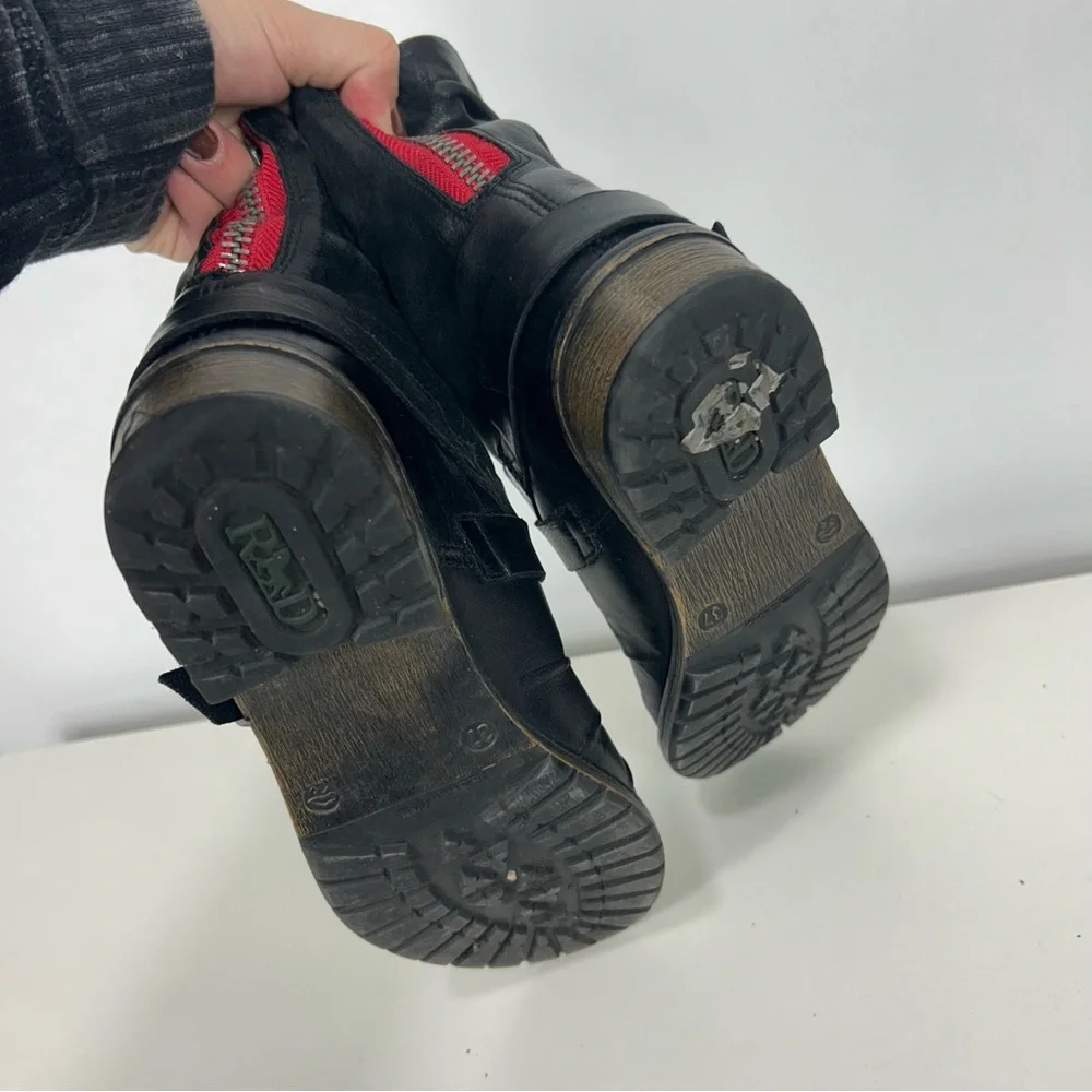REMONTE black leather moto combat boots - Picture 5 of 11